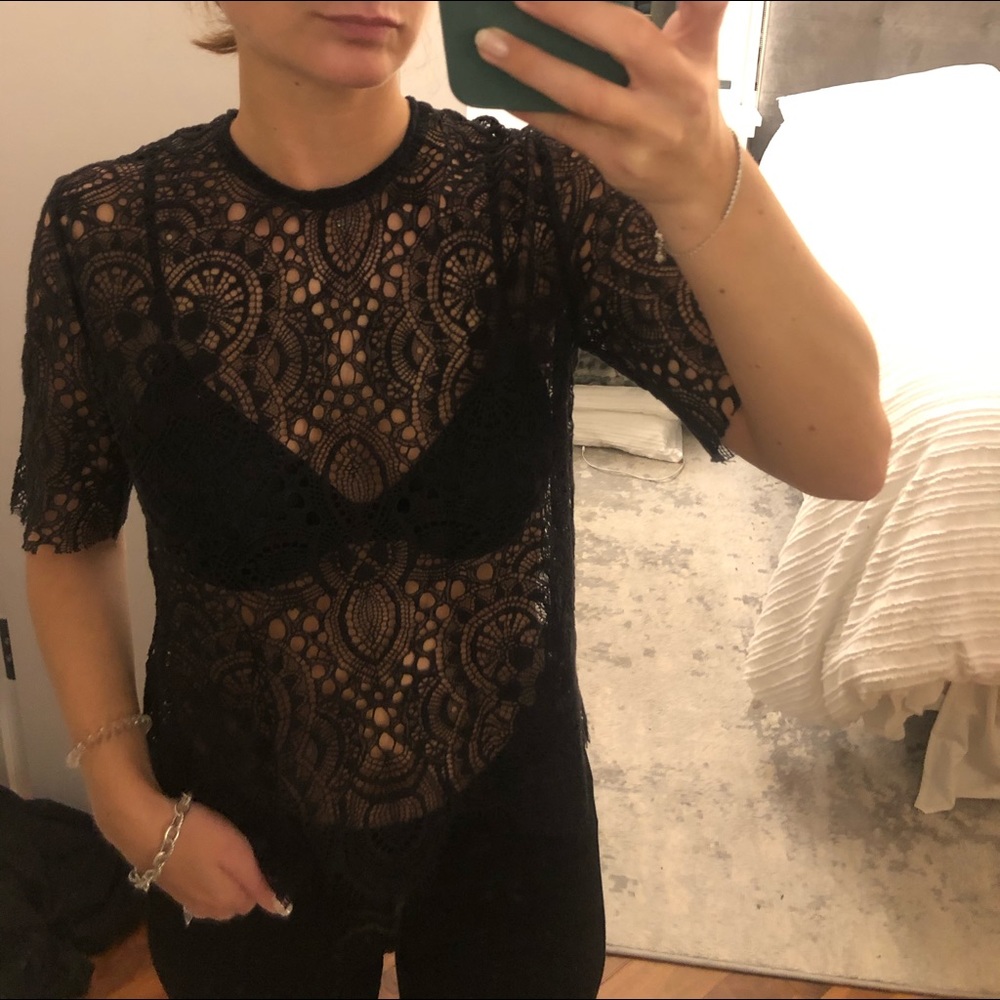 Sandro eyelet 3/4 blouse